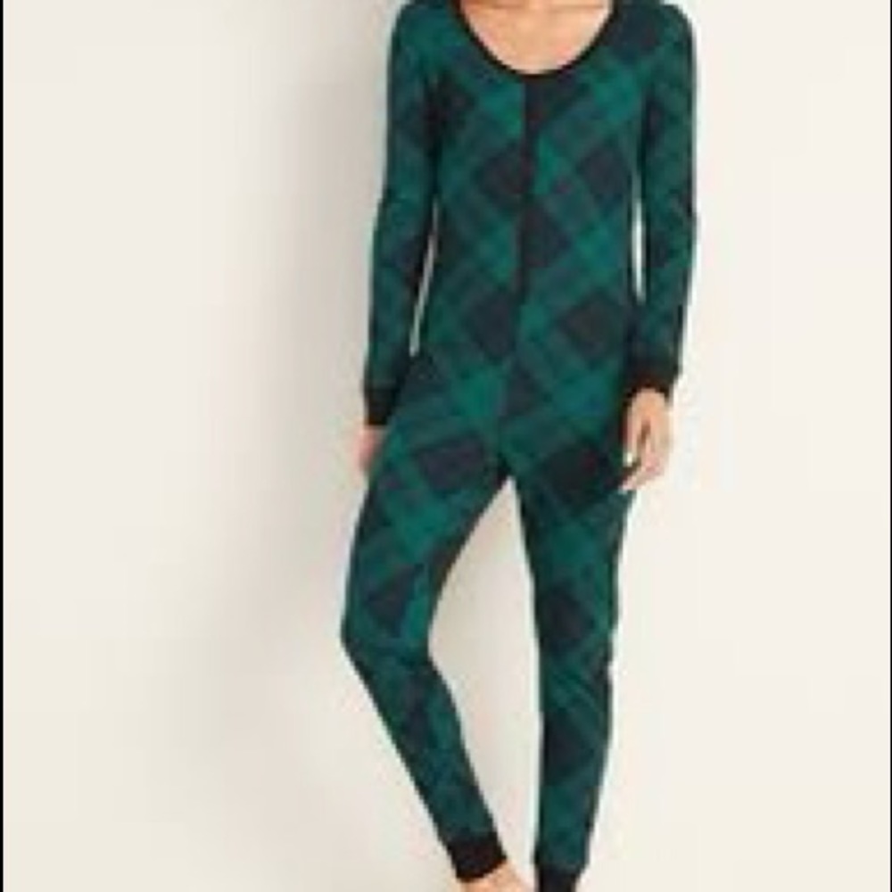 Old Navy plaid waffle knit onesie